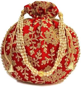 Beautiful Bridal Custom Color Gota Work Potli Stylish Embroidery <b>Wristlet</b> Hand Bags Wedding Bulk Order High Quality Custom - Product Image 3
