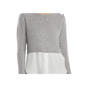 Maglione in Cashmere Vintage Aqua per Donna, Stampa a Righe, Traspirante e Confortevole, Orlo a Camicia Stratificato per l'Inverno - Product Image 2