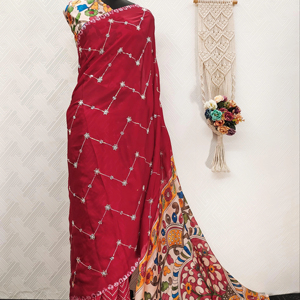 ชุดส่าหรีดีไซน์เนอร์สไตล์อินเดีย ผ้าซาตินจอร์เจตต์  หรูหราสง่างาม  รุ่นล่าสุด  สำหรับงานแต่งงาน งานปาร์ตี้ งานเทศกาล  ชุดสวยสง่างาม - Product Image 1