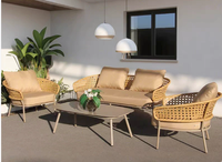 Modernes Outdoor-Aluminium-Balkonsofa-Set Dunkelgraues Rattan-Gartenmöbel für Innenhof Hotel Küche Apartment