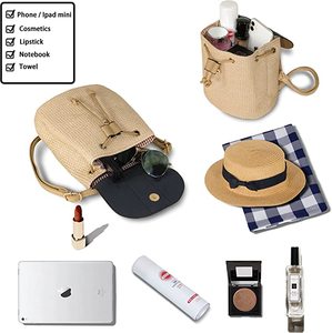 Sac fourre-tout en paille pour femmes grande capacité Shopping fourre-tout bohème sac à bandoulière voyage sac de plage avec doublure OEM - Product Image 5