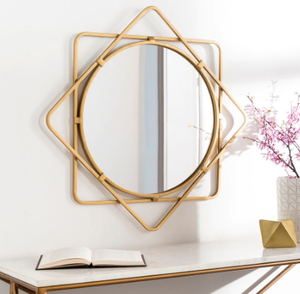 AK Latón Marco de Diseño Estándar Espejo de pared de metal Acabado en oro Espejo de pared de calidad superior para decoración de hotel/Decoración de sala de estar - Product Image 1