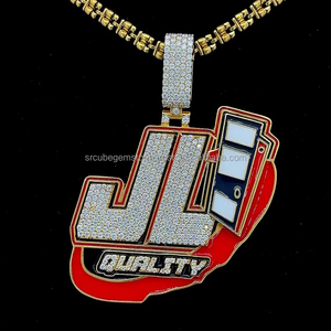 Custom Design Jewelry Gold Plated Hip Hop Pendant Necklace Two Letter Name Pendant Personalized Enamel Glow Letter Pendant - Product Image 5