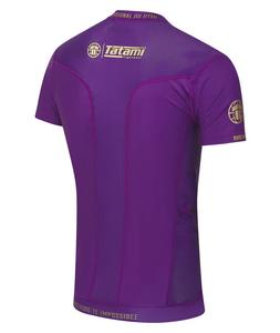 Camiseta Deportiva Transpirable de Manga Corta Color Morado con Logotipos en Contraste y Diseños Impresos por Transferencia de Calor - Product Image 5