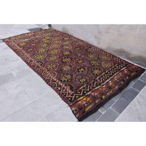 Tapis Ethnique Rouge Jaune Laine 5.9 X 11.5ft Tapis Turc Fait Main Patchwork Design Support Latex pour Salon Couloir 10mm - Product Image 3