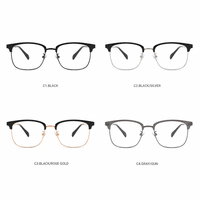 Montures de lunettes optiques Browline pour hommes et femmes, en métal et acétate, monture complète rectangulaire, unisexe, style vintage, vente en gros