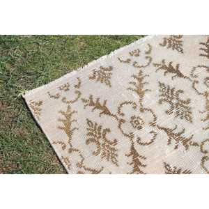 Tapis vintage 2,6x9 pieds, tapis turc, tapis persan en laine blanche - Product Image 5