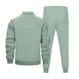 Ensemble de survêtement décontracté pour homme, été, spandex, coton, respirant, uni, deux pièces, veste zippée, jogging - Product Image 4