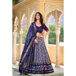 Ornez-vous dans l'art de la soie Tussar et l'allure envoûtante des imprimés Patola avec un ensemble exquis lehenga choli - Product Image 1