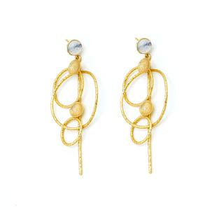 Pendientes colgantes de moda Dua Rainbow Moonstone chapados en oro de 18 quilates, de latón, para boda, joyería artesanal etérea para mujer - Product Image 2