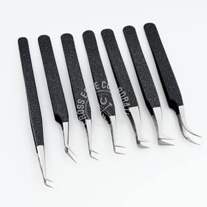 Pince à épiler pour extensions de cils à pointe en fibre, pour volume russe, avec poignée fine en X et diamant, pince durable pour extensions de cils - Product Image 1