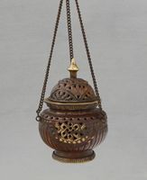 Porte-encens en métal doré suspendu, élégant et fonctionnel pour la maison, le bureau, le temple et la décoration de méditation, vente en gros en provenance d'Inde
