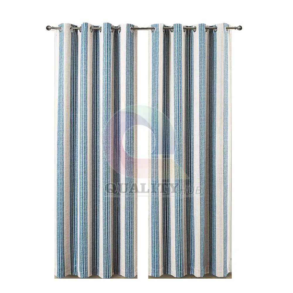 Modern Vintage Stripe Patterns Indoor Outdoor Use Cotton Fabric Curtains For Online Sale Luxury Curtains For Home