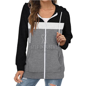 Ropa informal elástica con cremallera y capucha para mujer más vendida, sudaderas con capucha transpirables de alta calidad para invierno a un precio razonable, logotipo frontal - Product Image 2