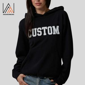 Vente en gros de sweat-shirt à capuche en coton pour femmes, broderie d'appliques personnalisée, sweat-shirt lourd surdimensionné et sweats à capuche de marque privée - Product Image 3
