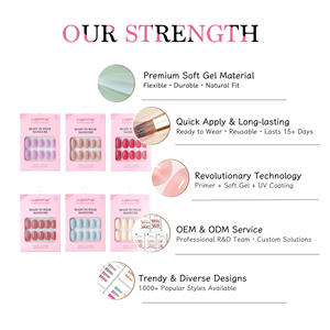 Collection de faux ongles ovales AIERFEI, 30 pièces chacune, couleur unie, gel souple, couverture complète, prêts à porter, vente en gros - Product Image 4