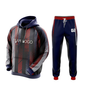 Vente en gros de vêtements de sport biologiques personnalisables pour hommes de grande taille pour l'hiver ensembles de sweat à capuche et de jogging à fermeture éclair avec logo - Product Image 1