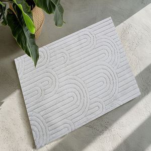 <b>Rainbow</b> 70x120cm Silver Cotton Yarn Dyed Jacquard Abstract <b>Bath</b> Rug & Shower Rug <b>Mats</b> Custom Production - Made In Turkey - Product Image 1