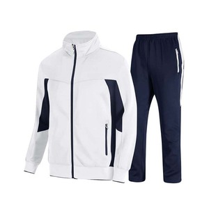 Ensemble de survêtement unisexe bleu à manches longues, col montant, couleur unie, design sportif, matière polyester respirante, idéal pour l'automne - Product Image 5