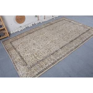 Classique Beige Brun Vintage Tapis Turc 5.7 X 9.3ft À La Main Laine Latex Support Patchwork Rectangle pour Chevet Couloir Côté Tapis - Product Image 3