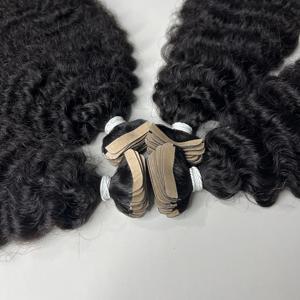 Solo donante 100% sin piojos sin desprendimiento cinta de cabello rizado birmano sin procesar cutícula alineada extensiones de cabello birmano - Product Image 1