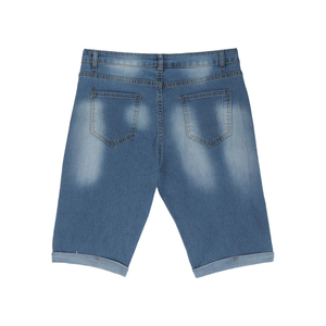 กางเกงขาสั้นผ้ายีนส์ลำลองสำหรับผู้ชายกางเกงขนาดพิเศษพร้อมซิปตกแต่งมีสไตล์ระบายอากาศและถักทอ - Product Image 4