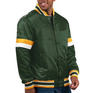Chaqueta Universitaria Unisex Personalizada de Satén, Chaqueta de Invierno para Hombre con Cuello Alto, Cremallera Frontal, Impermeable, Transpirable, para Baloncesto, Béisbol, Estilo Letterman - Product Image 1