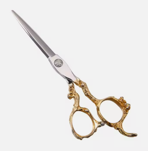 Proveedor de tijeras de corte de pelo de peluquero Tijeras de peluquería con mango de dragón grabado en oro - Product Image 4