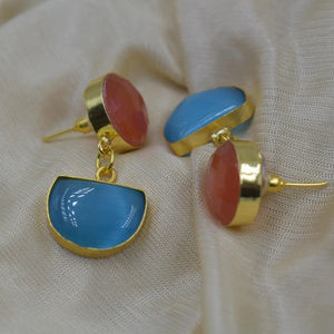 <b>Hot</b> sale fashion earring Manufacturer Supplier Gold Plated <b>Stone</b> stud Earrings - Product Image 1