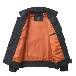 Veste pilote blouson bombardier pour hommes vente en gros nouveau design fermeture éclair lâche couleur unie blanc logo personnalisé vestes décontractées - Product Image 4