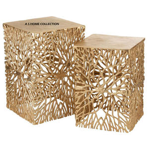 Mesa Auxiliar de Aluminio Hecha a Mano con Diseño de Hojas, Decorativa para Sala de Estar, Precio de Mayoreo - Product Image 5