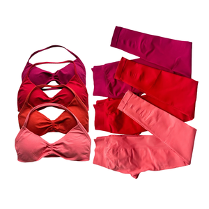 Ensemble 2 pièces soutien-gorge et leggings de yoga pour femme, idéal pour le Pilates et l'entraînement de yoga, uni, respirant, sans couture, taille haute à l'avant - Product Image 1