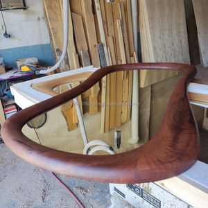 Miroir mural en bois de noyer, cadre ondulé asymétrique, fait à la main, écologique, léger, design Art déco, décoration intérieure - Product Image 4