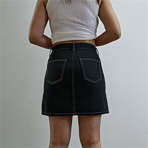 กระโปรงยีนส์ผ้าฝ้ายสำหรับผู้หญิงกระโปรง Y2k ยาวเหนือเข่างานปักโลโก้ได้ตามต้องการ - Product Image 3