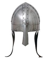 Casque Viking Historique, Armure de Loup, Acier Plaqué Argent Poli, Style Moderne Antique Médiéval Vintage, Croix Angélique Décorative, Seax