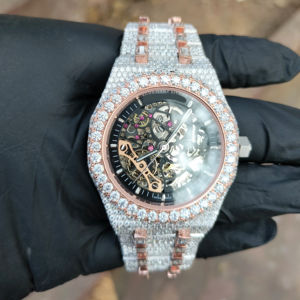 Colección de relojes de acero inoxidable Hip Hop para hombre, estilo antiguo mecánico, moissanita helada brillante, Diamante de corte brillante - Product Image 1