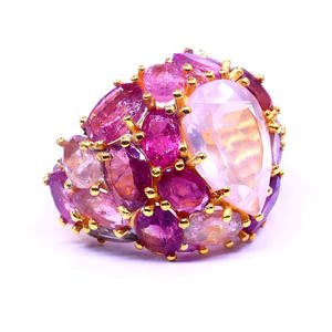 Customized Handmade Gold <b>Plated</b> 925 Sterling <b>Silver</b> Fashionable Semi Precious Gemstones Cocktail Ring - Product Image 5