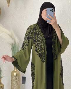 Abaya de Manga Larga Antiarrugas de Satén de Seda de Lujo Personalizada al por Mayor, Vestido Islámico Turco para Mujer Petite con Mangas con Volantes para Musulmanas - Product Image 3