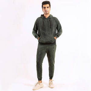 Survêtement personnalisé pour hommes délavé à l'acide pour l'automne hiver à motif solide, tenue décontractée avec option de taille supérieure, nouveau design - Product Image 1