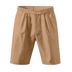 Men's Solid Color Cotton Bermuda Shorts Drawstring Waist Casual Wear Mid Rise With Pockets Breathable Woven Fabric Beach Shorts - Product Image 4