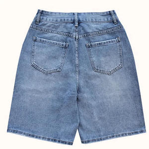 Meilleure qualité taille haute en détresse Vintage Denim Shorts pour femmes décontracté bleu lavé été chaud Shorts été Collection Shorts - Product Image 2