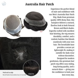 Gran oferta de tupé para hombre, estilo australiano, encaje francés, perímetro polivinílico, cabello ondulado indio, Base de seda, cabello con cierre para hombre - Product Image 2