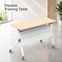 Table de travail flexible pour salle de classe avec panneau de modestie en métal perforé, plateau en mélamine E1, structure en acier roulant, mobilier de formation