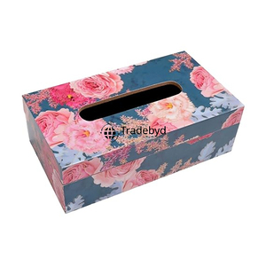 Boîte à mouchoirs décorative artisanale en bois émaillé imprimé écologique de qualité supérieure Tradebyd pour la maison - Product Image 5