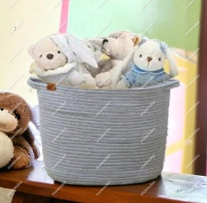 Manufacturer Custom Woven Cotton Rope Storage Basket Multi-Function Home Storage for <b>Baby</b> Clothing and Toys Made of Bamboo - Product Image 4