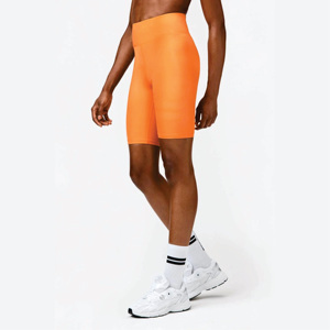 Taille haute poche anti-squat à l'arrière tissu brillant 85% polyamide 15% élasthanne soleil orange short de vélo - Product Image 3
