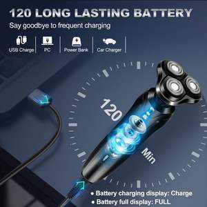 Rasoir Électrique Rotatif Portable pour Hommes IPX7 Rechargeable Sans Fil Tête Flottante Lames Remplaçables pour le Visage et les Voyages - Product Image 5