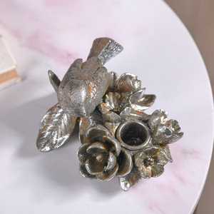 เชิงเทียนโลหะสำหรับตกแต่งพร้อมดีไซน์นกและดอกไม้โต๊ะสไตล์วินเทจวางกลางเทียนสำหรับบ้านงานแต่งงานและของขวัญ - Product Image 3