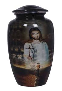 Urna de cremación de Metal con acabado de buena calidad de tamaño mediano para cenizas humanas, urna decorativa para cenizas de metal, urna funeraria para adultos - Product Image 5