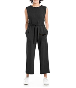 Vente chaude Femmes de Français Terry Taille Cravate Salopette 62% RAYONNE 33% POLYESTER 5% SPANDEX Importé Bouton fermeture Laver À La Machine - Product Image 1